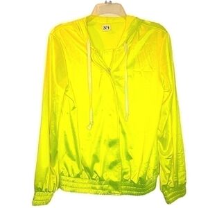 N°1 Los Angeles women's s bright  neon yellow hooded long sleeve athletic jacket
